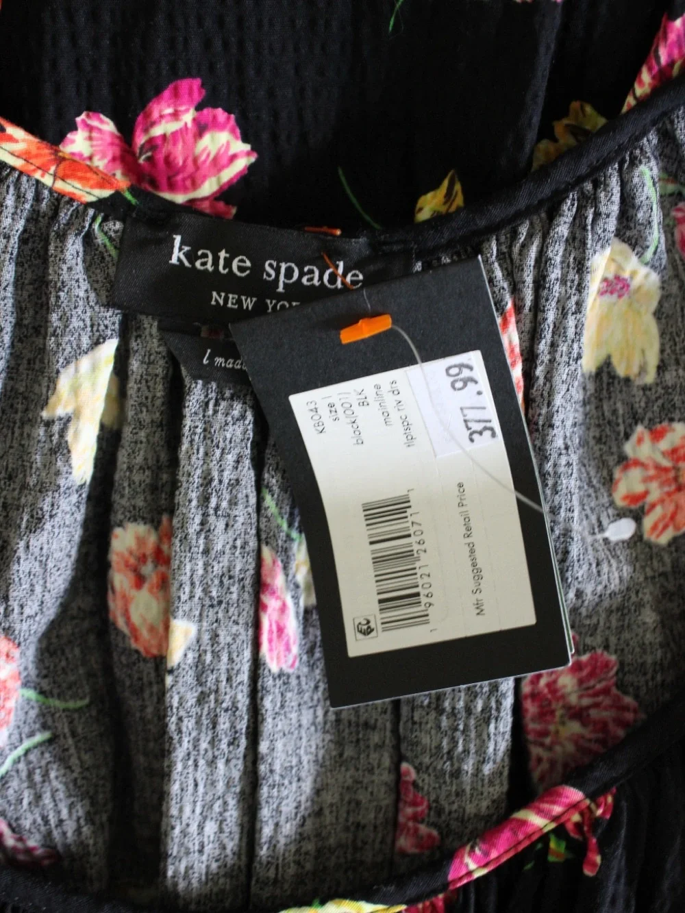 Kate Spade New York Black Floral Midi Maxi Dress Size L NWT MSRP $378